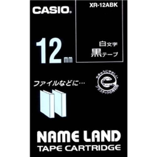 Casio （Nameland） - CASIO XR-12ABK ネームランド用白文字テープ 12mm 黒/白文字