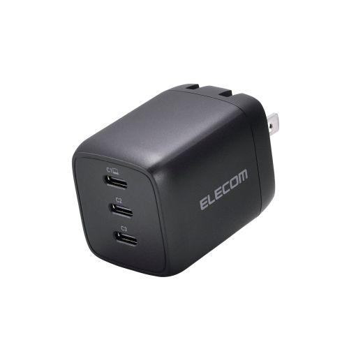 ELECOM MPA-AC11167BK ノートPC用ACアダプター/USB充電器/USB PD/67W/自動分配/USB-C×3/スイングプラグ/ブラック