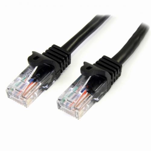 StarTech.com 45PAT2MBK 2mカテゴリー5eLANケーブルブラックRJ45コネクタ(ツメ折れ防止カバー付き)イーサネット対応Cat5eUTPケーブル