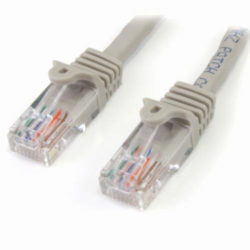 StarTech.com 45PAT3MGR 3mカテゴリー5eLANケーブルグレーRJ45コネクタ(ツメ折れ防止カバー付き)イーサネット対応Cat5eUTPケーブル