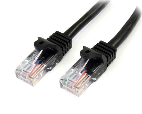 StarTech.com 45PAT5MBK 5mカテゴリー5eLANケーブルブラックRJ45コネクタ(ツメ折れ防止カバー付き)イーサネット対応Cat5eUTPケーブル