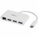 StarTech.com HB30C3A1GEA ギガビットEthernetポート搭載3ポートUSB3.0ハブUSBType-C接続USB3.0ハブ搭載有線LANアダプタホワイト