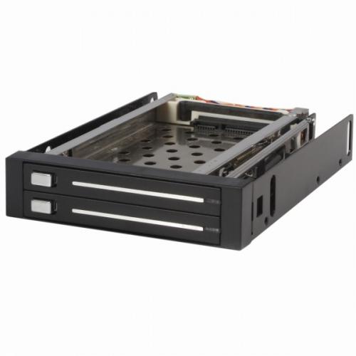 Rakuten - StarTech.com HSB220SAT25B 3.5インチベイ内蔵型SATAハードディスク用リムーバルケース(トレイ/ケース不要)2x2.5インチSATAHDD/SSD専用モバイルラックホットスワップ/プラグ&プレイ対応
