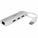 StarTech.com ST3300G3UA 3ポートポータブルUSB3.0ハブ(ギガビットイーサネット対応LANアダプタ内蔵)シルバー&ホワイトアルミケース