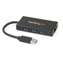 StarTech.com ST3300GU3B 3ポートUSB3.0ハブ付きギガビットEthernet対応LANアダプタ(アルミ筐体、本体一体型ケーブル)USB...