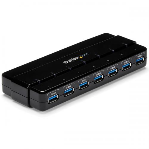 6 Port + - StarTech.com ST7300USB3B 7ポートUSB3.0ハブ卓上用ACアダプタとケーブル付属
