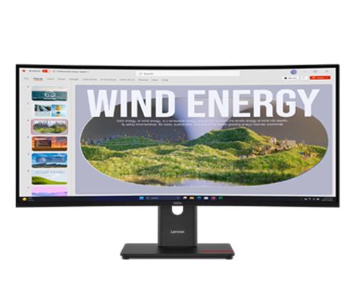 レノボ 64AEGAR1JP ThinkVision T34WD-40 (34型ワイド液晶ディスプレイ/3440×1440/USB Type-C、DP、HDMI/黒/スピーカー：なし/3年間保証/チルト/スイベル(回転)/高さ調整）