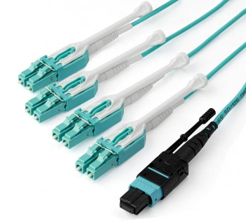 StarTech.com MPO8LCPL3M 光ファイバーケーブル/OM3 マルチモード/3m/MTP-4xLC/8芯/デュプレックス/MPO/オプティカルケーブル