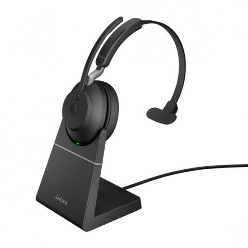GNオーディオ 26599-899-989 Jabra 無線ヘッドセット USB-A 片耳 MS認定 充電スタンド付「Jabra Evolve2 65 MS Mono USB-A Stand Black」