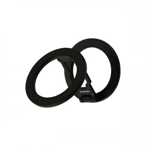 ELECOM P-DSCMPWM01BK スマホスタンド/薄型/MagSafe対応/両面マグネット/ブラック