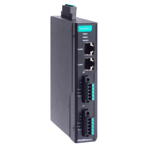 MOXA MGate MB3270-TB-G2-T 2ポート アドバンスド Modbusゲートウェイ IEC62443-4-2準拠 RJ45×2 5ピンターミナルブロック (ワイド温度モデル)