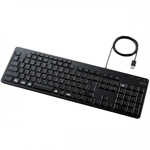 English Keyboard - ELECOM TK-FCM114SKBK フルキーボード/有線/静音設計/抗菌/ブラック