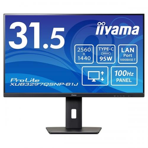iiyama XUB3297QSNP-B1J 液晶ディスプレイ 31.5型/2560×1440/USB Type-C(AltMode・PD95W)、HDMI、DisplayPort/ブラック/スピーカーあり/IPS方式パネル/昇降/スウィーベル/チルト/3年保証