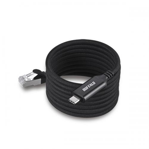 BUFFALO LUAMC-U3CG20BK USB-C to GigaLANアダプターケーブル（マグネット結束モデル） 2.0m ブラック