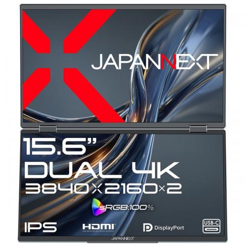 JAPANNEXT JN-DMD-IPS156U デュアル液晶ディスプレイ 15.6型/3840×2160/HDMI×1、DP×1、USB-C×2/ブラック/スピーカー有/2年保証