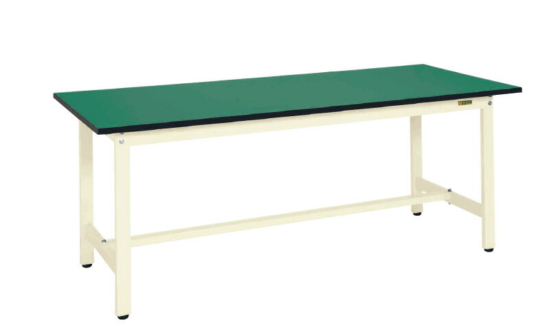 ●外寸：W1500×D600×H740mm●均等耐荷重：300kg●本体色：アイボリー●質量：23kg●天板サイズ：1500×600×21mm●天板種類：改正RoHS指令10物質対応サカエリューム天板●天板カラー：グリーン●天板厚：21mm...