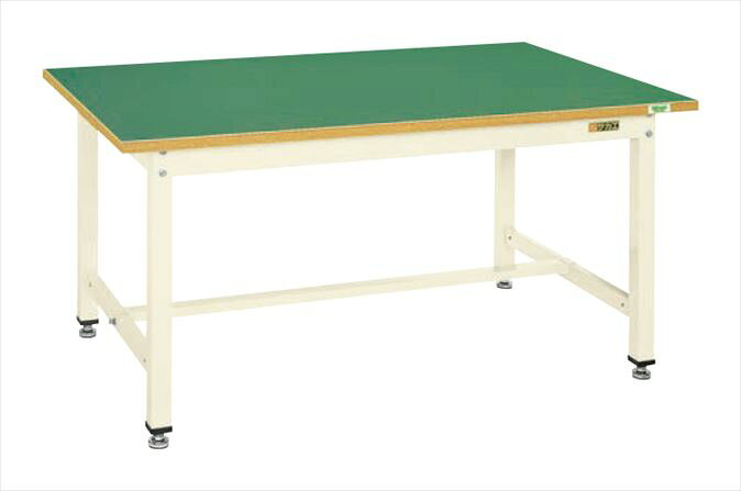 ●外寸：W1500×D900×H740mm●内寸：W1230×D678×H430mm●均等耐荷重：800kg●カラー：アイボリー●質量：51kg●天板サイズ：1500×900×25mm●天板種類：改正RoHS指令10物質対応サカエリューム天板●天板カラー：グリーン●天板厚：25mm●アジャスター：防振タイプ　ネジ径M16×P2.0●座り作業用●フタル酸エステル（4種）対応天板