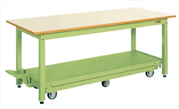 【法人様宛限定】サカエ KK-187Q6NIG 軽量作業台KKタイプ（ペダル昇降移動式・6輪車）