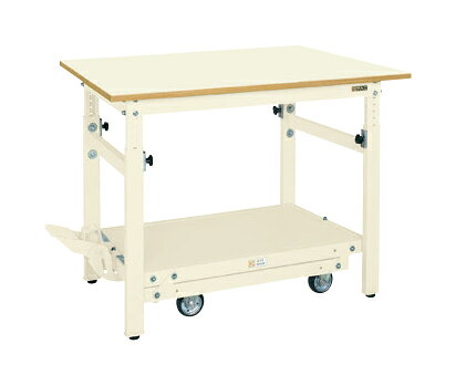 ●外寸：W1800×D750×H740〜1040mm●本体色：アイボリー●均等耐荷重：300kg●均等耐荷重（移動時・昇降時）：250kg●質量：68kg●天板サイズ：1800×750×21mm●天板種類：ポリエステル天板●天板カラー：アイボリー●アジャスター：樹脂製　ネジ径M12×P1.75●キャスター：キャスター100φ●上部伸縮自由（余裕のストローク300mm!!）