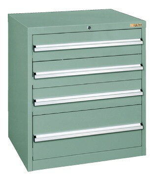 ●外寸：W700×D550×H800mm●カラー：グリーングレー●質量：72kg●耐震構造：3重安全装置内蔵!●オールロック機構●ラッチ機構●セーフティロック機種●H100：1個、H150：1個、H200：1個、H250：1個●引出段数：4段●引出内寸法：H100：W598×D461×H82mm、H150：W598×D461×H132mm、H200：W598×D461×H182mm、H250：W598×D461×H232mm