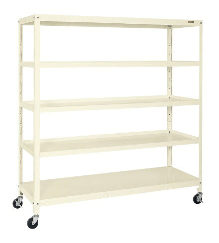 ●外寸：W1500×D600×H1923mm●均等耐荷重（棚1連当り）：250kg●均等耐荷重（棚板1段当り）：150●段数：5段●カラー：アイボリー●質量：102kg●キャスター：100φゴム車（内ストッパー付2個）●サカエのラックは補強入りでも、皿型、フラット型どちらのタイプも組替えできます。●オプションフロアストッパーもございます。（別売の直進安定金具JK-C×2個と一緒にご使用下さい。）●棚板は50mmピッチで段変え可能！●特許登録：第4156580号●改正RoHS10物質対応
