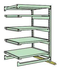 【法人様宛限定】サカエ MSR-2112K05T 中量スライドラック（5段：スライド4段・単体タイプ）