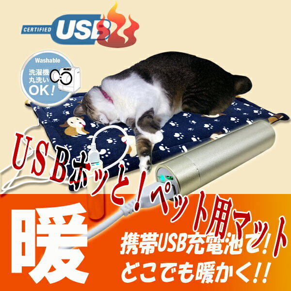 HOTTEM　USB対応あったかペット用暖房クッション(ネイビー)【autumn_D1810】