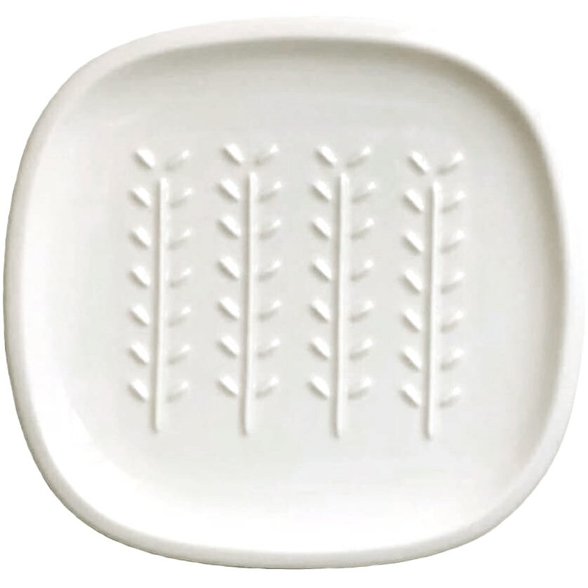 トーストプレート　白（ホワイト）　 オーブン可 電子レンジ可【食器 耐熱皿 食パン皿 トースト皿 肉まん 四角 植物柄 ランチ トウジキトンヤ TOJIKI TONYA 小枝柄 クラスト】のサムネイル