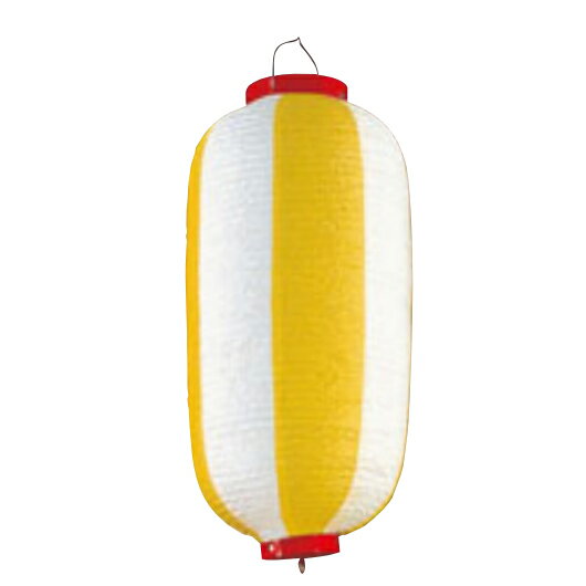 ビニール製　ちょうちん　長型　黄白　9号　　[提灯・楕円・小判形]