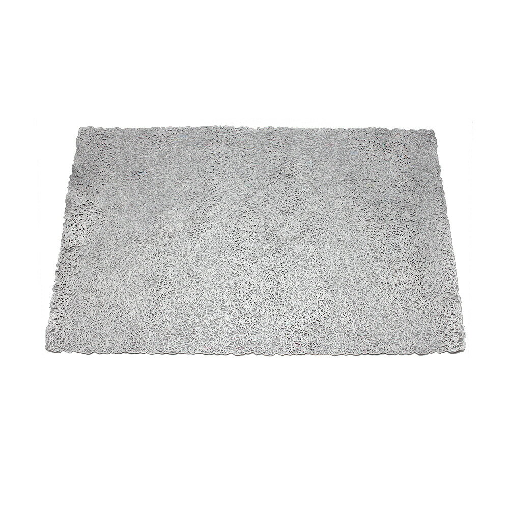 【2枚セット】エレガントマット 長角マット 乱糸 シルバー 2枚組［ランチョンマット プレースマット メッシュ 銀色 レース PVC 冬 クリスマス お正月］