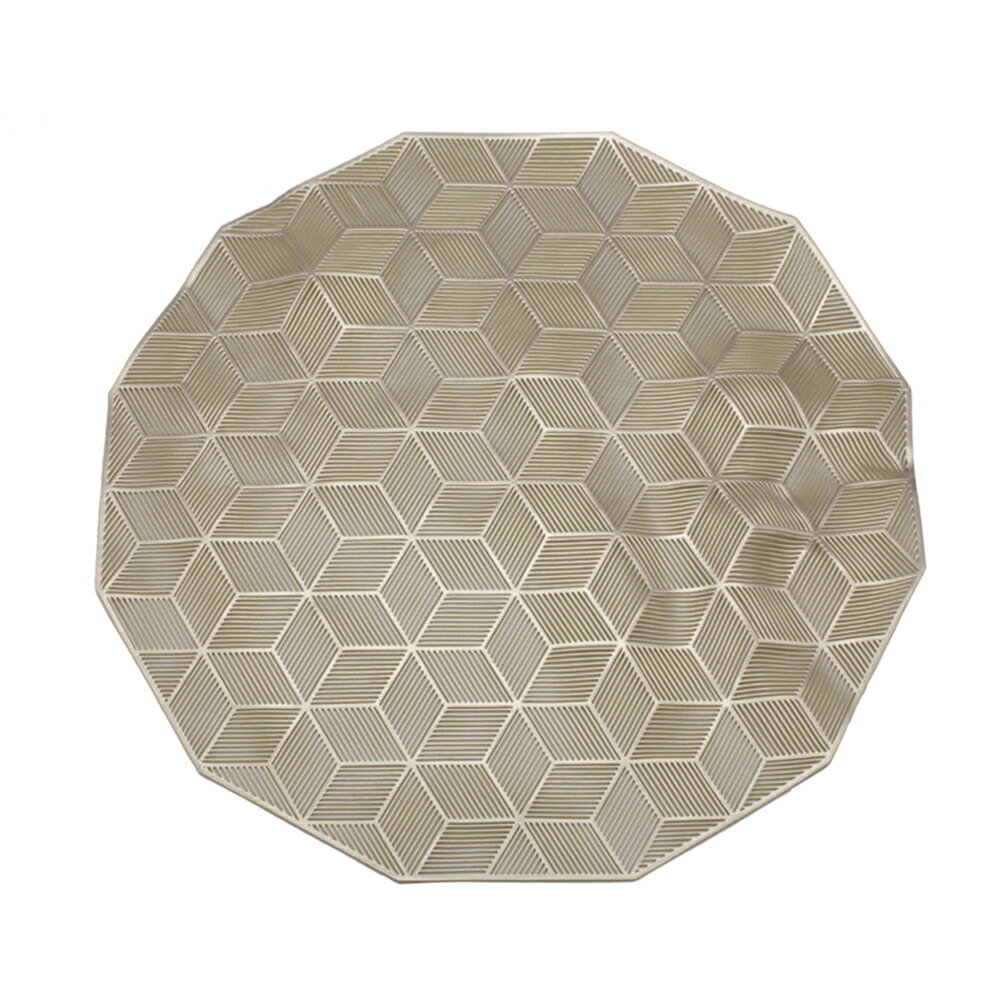 【エレガントマット】12角マット キューブ ゴールド［ランチョンマット プレースマット メッシュ 金色 レース PVC］