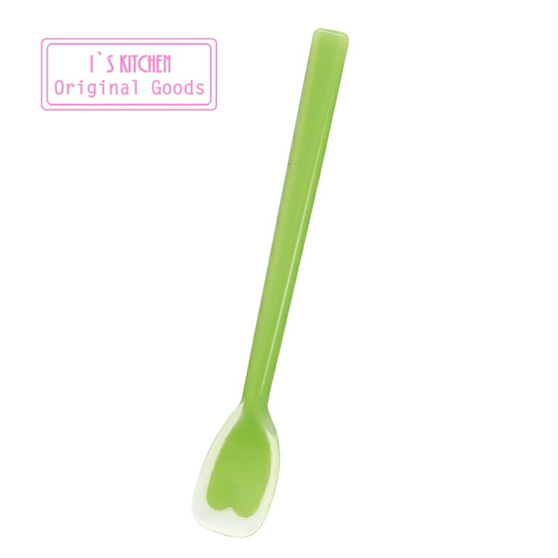 日本製　IKESHO 一体型カラー　シリコンスプーン　【小 キウイ】（グリーン）IS 池商 シリコン製スプーン ヘラ【メール便】