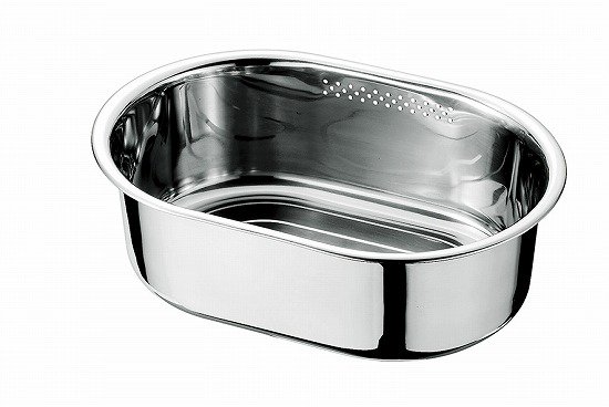 コンパクト洗いおけ　オーバル型　洗い桶　ゴム脚付［楕円形/小判型洗い桶/タライ/ステンレス/食器洗い..