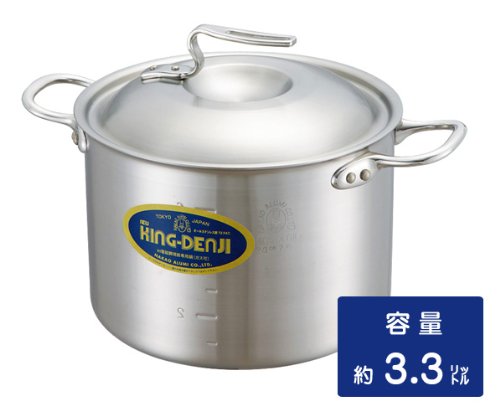 ニューキングデンジ　半寸胴鍋　18cm　3.3リットル　　業務用ステンレス鍋　メジャー付
