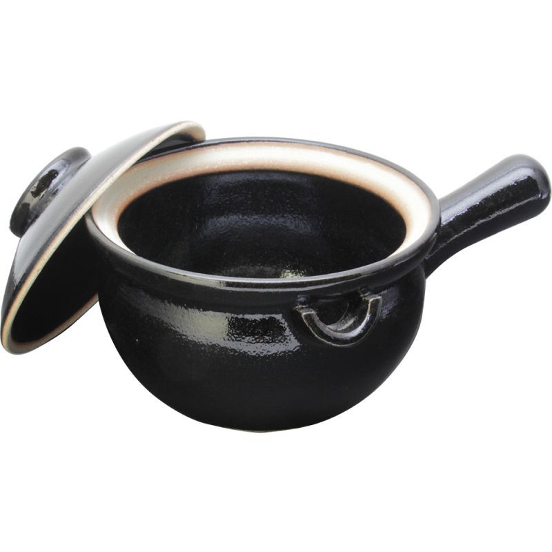 乐天商城 - 【SALE】日本製　伊賀土 行平鍋 5.5号　天目釉(黒)【伊賀焼・伊賀土鍋・ゆきひら鍋・雪平鍋・片手土鍋・一人前・スープ】