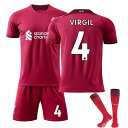 リバプール(ホーム) メンズ サッカーユニフォーム 背番号4/9/10/11/23/27/66 レプリカ 半袖 キッズユニフォーム 上下3点セット 子供/大人用