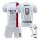 23-24 ACミラン アウェイ 白色 サッカー ユニフォーム 9番 ジルー、10番 レオ、11番 プリシッチ、19番 テオ レプリカセット 子供用・大人用