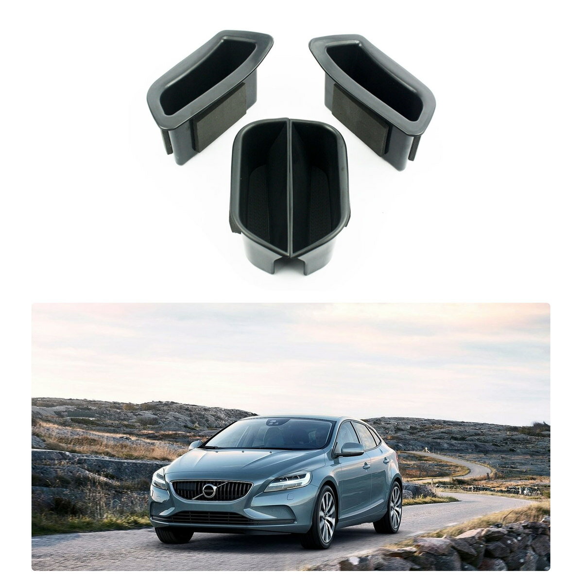 ボルボ V40 2013-2020専用 ドアハンドル収納ボックス ドア収納ボックス ストレージボックス コンソールボックス ドアポケット 小物入れ 収納 整理 アクセサリー パーツ 車用品 4P