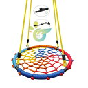 ブランコ 円形 吊り下げ式 ぶらんこ ブランコセット スパイダーツリースイング こども鳥の巣ブランコ 鉄管 PEロープ 調整可能なロープ長さ 耐荷重250kg ...