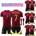 サッカーレプリカユニフォーム 24-25ベルギー ホーム サッカーウェア セット 背番号7/10/11/25 子供 大人 ユニフォーム ソックス付き 半袖