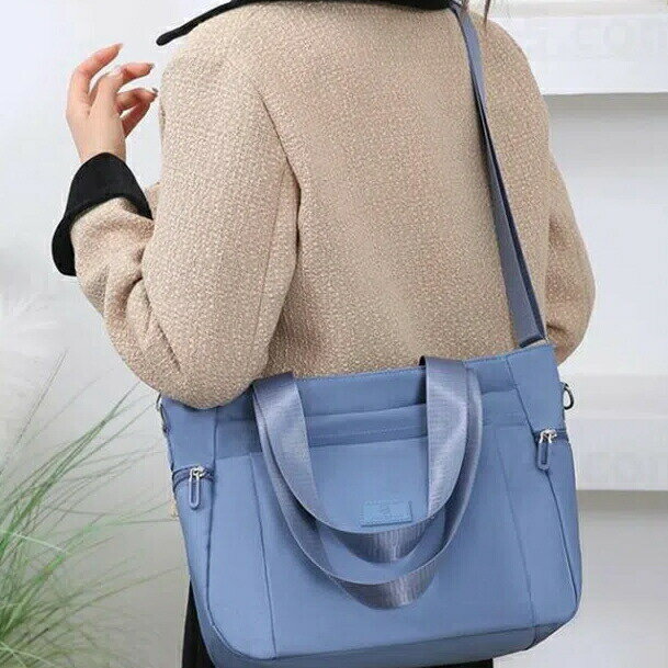 2way トートバッグ レディース 無地 シンプル ナイロン 大きめ ポケット多い ファスナー付き 軽量 しっかり メンズ バック 防水 お買い物バック 持ち運...