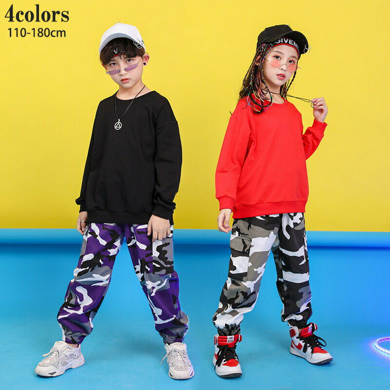 【楽天スーパーSALE】キッズ パーカー 長袖 トップス オレンジ 白 黒 レッド ダンススウェット 子供ダ..