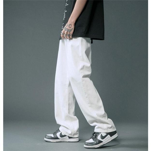 【楽天スーパーSALE】！デニムパンツ メンズ ボトムス ワイド パンツ ゆったり 薄手 ロング丈 無地 着痩せ カジュアル おしゃれ かっこいい B系 紳士