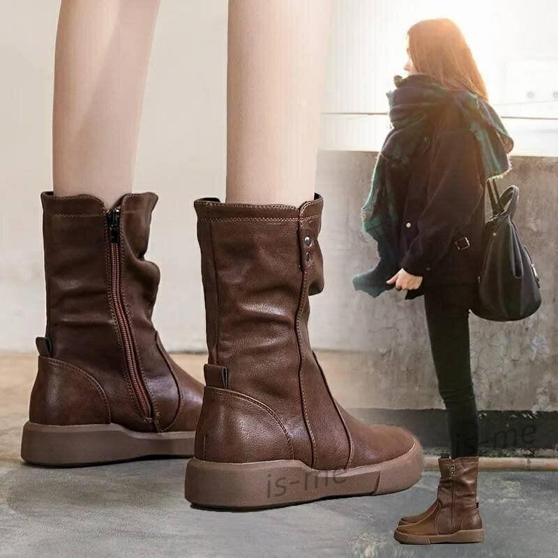 【楽天スーパーSALE】ショートブーツ レディース カジュアル ショート ブーツ ぺたんこ フラット ミド..