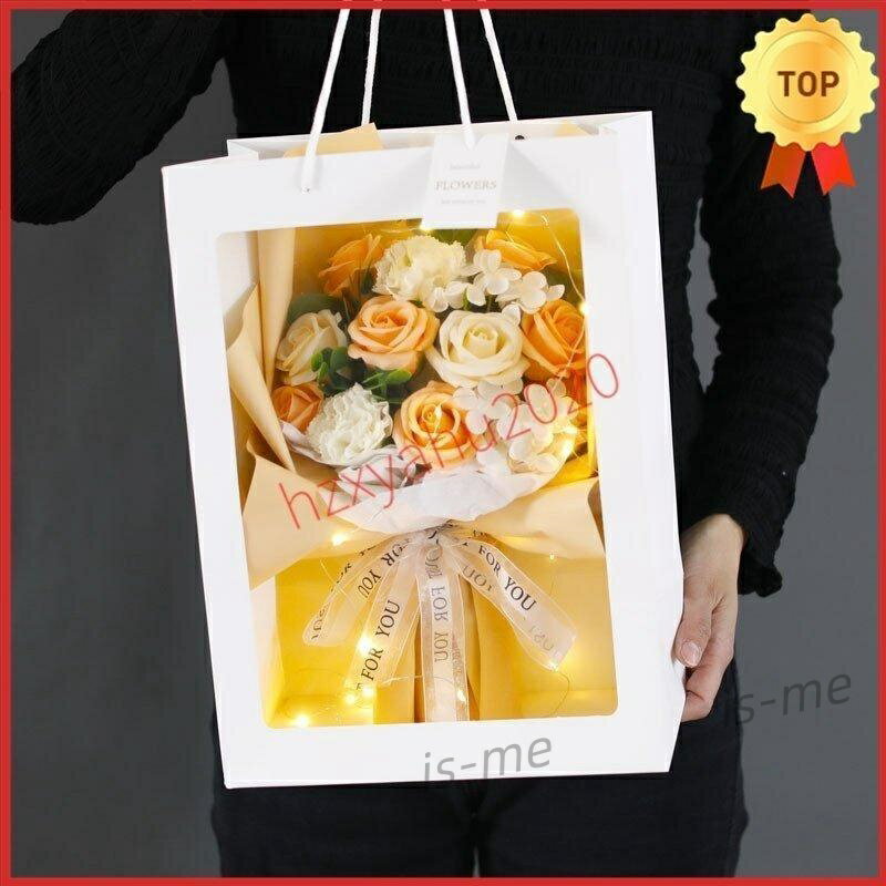 ソープフラワー花束花弁ブーケ石鹸のお花soapflowerボックス薔薇ひまわり向日葵ローズお祝い 花母の日