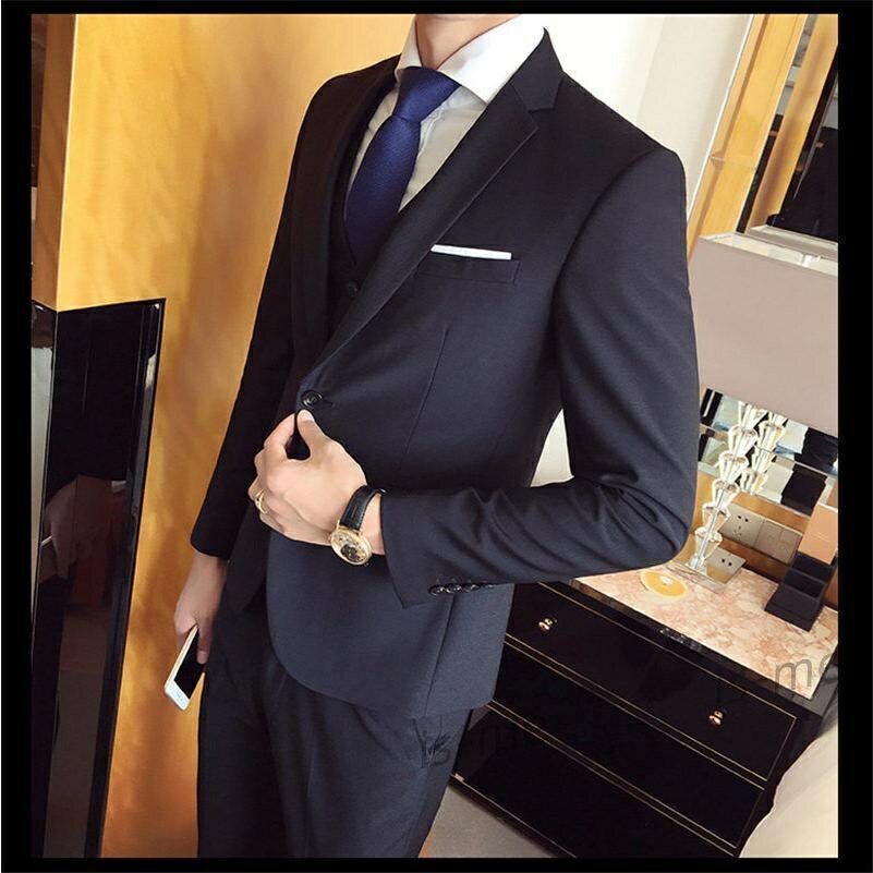 【楽天スーパーSALE】スーツ メンズ セットアップ 3点セット スリム 着痩せ ビジネス フォーマルスーツ 秋冬春 3シーズン 微ストレッチ 通勤