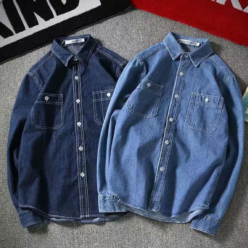 デニムシャツメンズシャツ長袖シャツ...