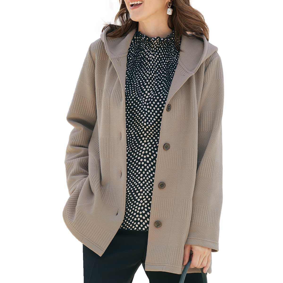 フード付ジャカードカットソージャケット【T】 テレビショッピング まるごと得だね市！から登場