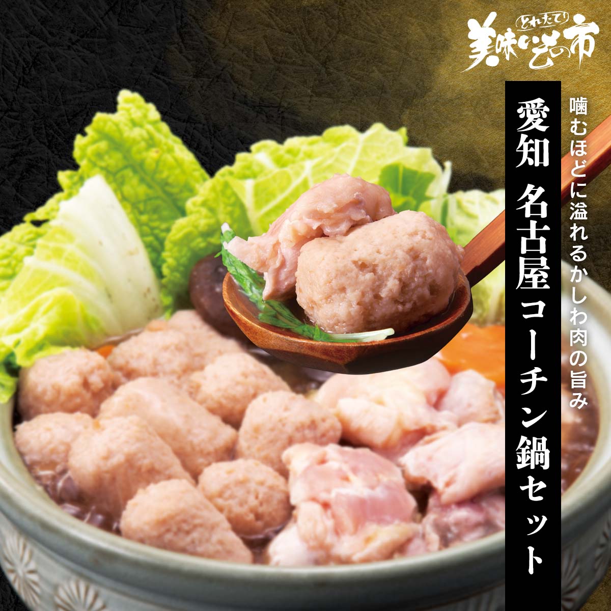 愛知 名古屋コーチン鍋セット「ねこぶだし」でおなじみ「とれたて！美味いもの市」から登場