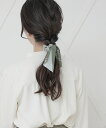 スカーフリボンシュシュ is amulet. レディース グリーン ブラック ヘアアクセ ヘアアレンジ 大人女子 おしゃれ 通勤用 オフィス用